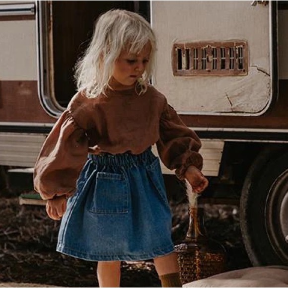 The Simple Folk Other - The Simple Folk Organic linen balloon sleeve top in cinnamon